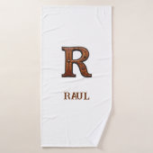 Westliches Werkzeugleder Initial-Monogramm R Badehandtuch (Badehandtuch)