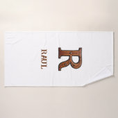 Westliches Werkzeugleder Initial-Monogramm R Badehandtuch (Badehandtuch)