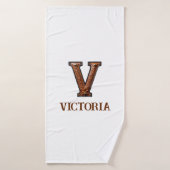 Westliches Werkzeugleder Initial Monogramm V Badehandtuch (Badehandtuch)