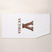 Westliches Werkzeugleder Initial Monogramm V Badehandtuch (Badehandtuch)