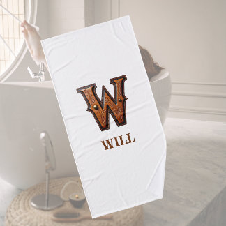 Westliches Werkzeugleder Initial Monogramm W Badehandtuch