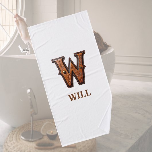 Westliches Werkzeugleder Initial Monogramm W Badehandtuch