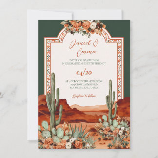 Westmexikanische Kaktus-Wüsten-Hochzeitseinladung Einladung