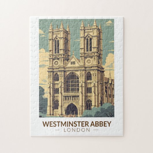 Westminster Abbey England Reisen Vintag Puzzle (Vertikal)