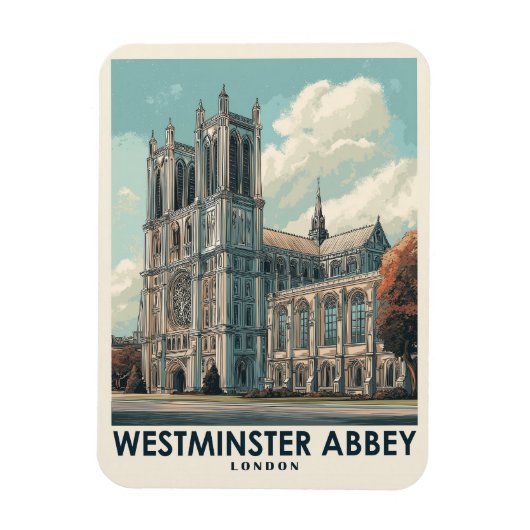 Westminster Abbey London Vintage Travel Magnet (Vertikal)