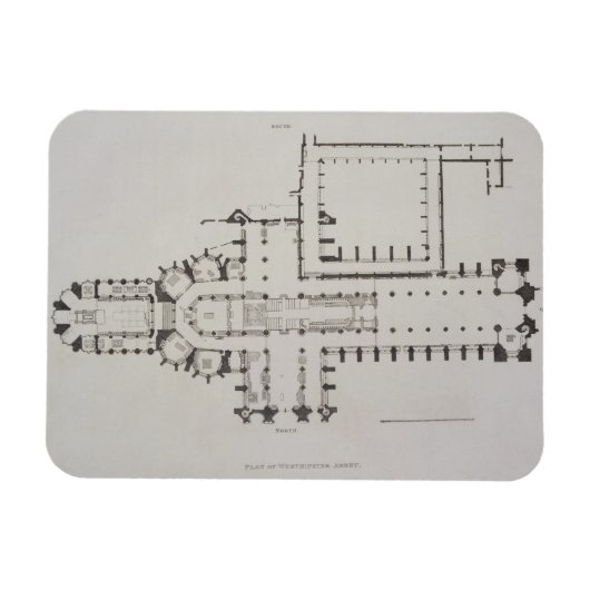 Westminster-Abbey-Plan, Westminst-1-Plattform Magnet (Horizontal)