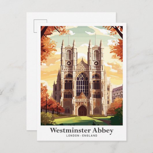 Westminster Abbey Travel Vintag Illustration Postkarte (Vorne/Hinten)