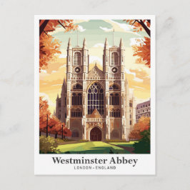 Westminster Abbey Travel Vintag Illustration Postkarte