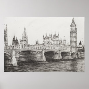 Westminster Bridge London UK. 30/10/2006 Poster
