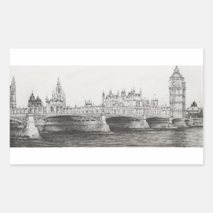 Westminster Bridge London UK. 30/10/2006 Rechteckiger Aufkleber