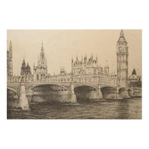 Westminster-Brücke London Großbritannien. Holzleinwand