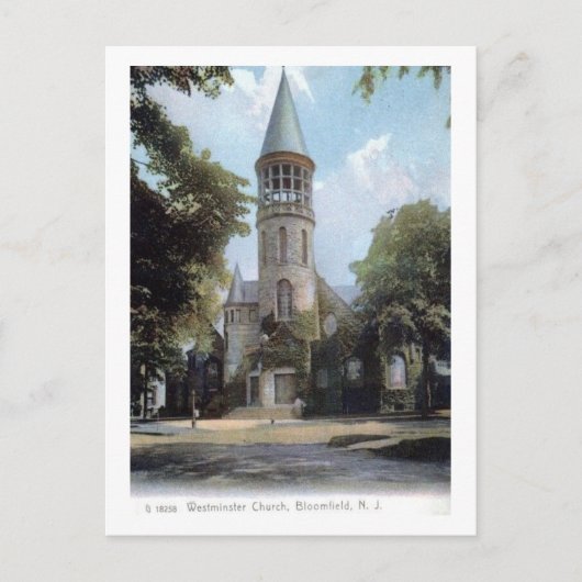 Westminster Church, Bloomfield, NJ 1909 Vintag Postkarte (Vorderseite)
