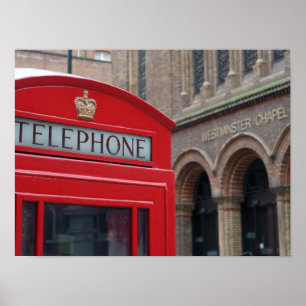 Westminster Kapelle - London Red Phone Box Poster