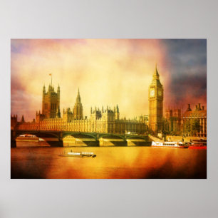 Westminster Palace and Bridge Poster