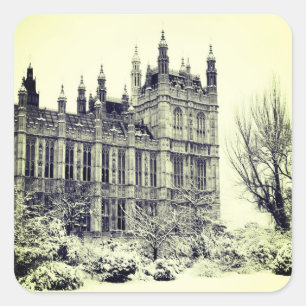 Westminster, Parlament, Winter London - Großbrita Quadratischer Aufkleber
