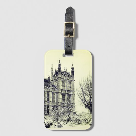 Westminster, Parlament, Winter London - Großbritan Gepäckanhänger (Vorderseite Vertikal)