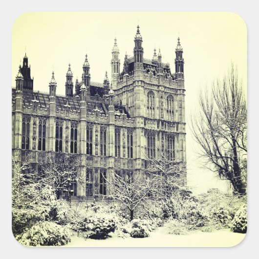 Westminster, Parlament, Winter London - Großbritan Quadratischer Aufkleber (Vorderseite)