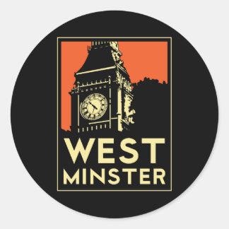 Westminster Retroart Deko Reiseplakat Runder Aufkleber