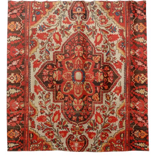 Westpersisch Sarouk Burnt Rote Orange Duschvorhang (Vorderseite)