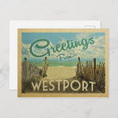 Westport Connecticut Beach Vintage Travel Postkarte (Vorne/Hinten)