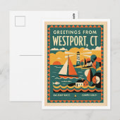 Westport CT Retro Reise Postkarte (Vorne/Hinten)