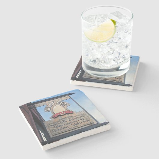 Westseite, Westei, AtlantamarmorUntersetzer Steinuntersetzer (Seitenansicht)