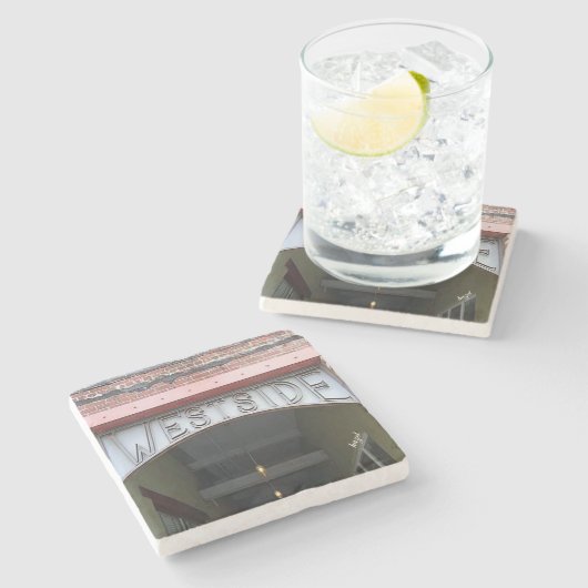 Westseiten-AtlantamarmorUntersetzer Steinuntersetzer (Seitenansicht)