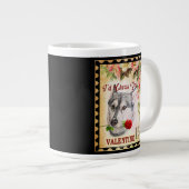 Westsibirischer Laika Vintages Valentine mit Rose Jumbo-Tasse (Vorderseite Rechts)