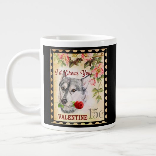 Westsibirischer Laika Vintages Valentine mit Rose Jumbo-Tasse (Links)
