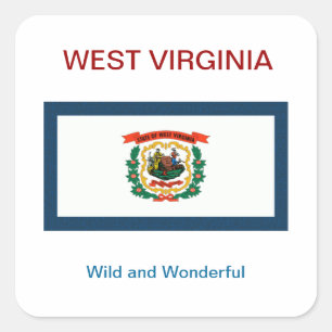 WESTVIRGINIA FLAG- UND MOTTO-Aufkleber Quadratischer Aufkleber