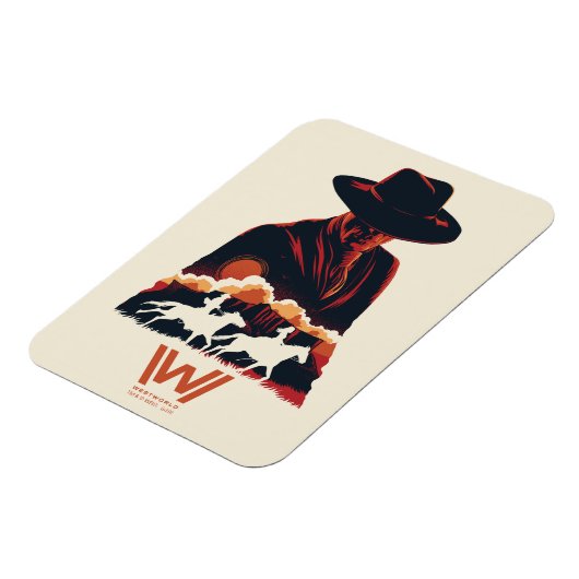 Westwelt | Mann in der Silhouette der Schwarzen Wü Magnet (Linke Seite)