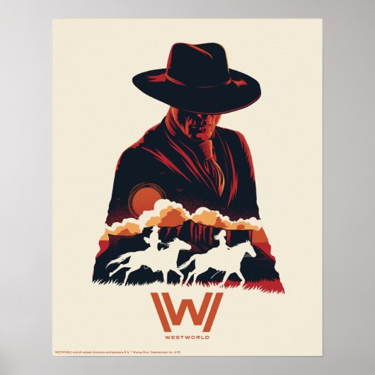 Westwelt | Mann in der Silhouette der Schwarzen Wü Poster (Vorne)