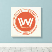 Westwelt | Stilisierte Sun-Logos Leinwanddruck (Insitu (Holzboden))