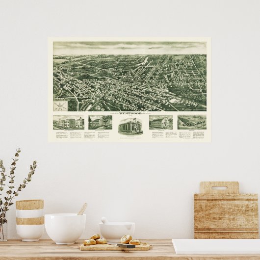 Westwood, NJ Panoramic Map - 1924 Poster (Küche)