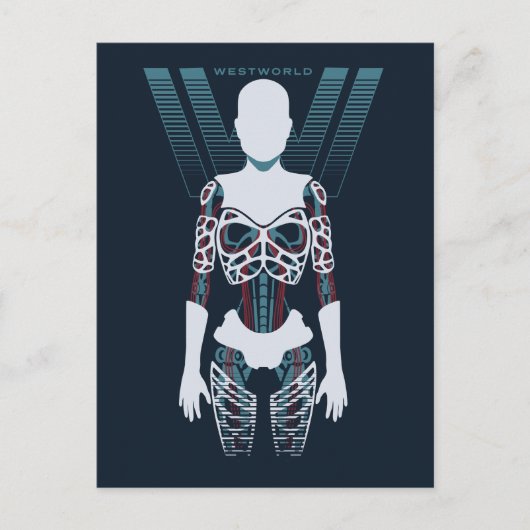Westworld | androides Skelett über Logo Postkarte (Vorderseite)