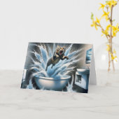 Wet Cat Birthday Spaß Karte (Gelbe Blume)