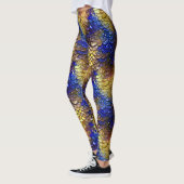 Wet Look Blue Gold Scales Fantasy Dragon Mermaid Leggings (Links)