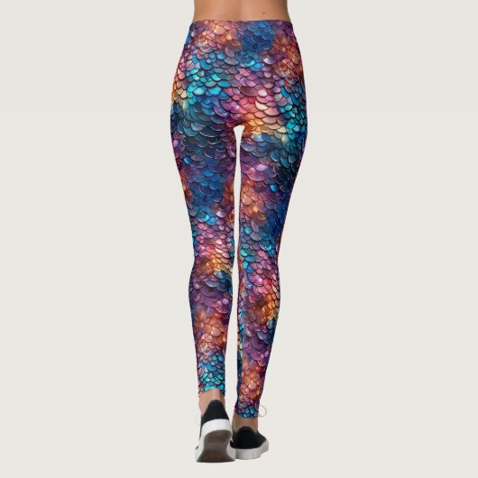 Wet Look Mermaid Fish Schwanz Fantasy Scales Kostü Leggings (Rückseite)