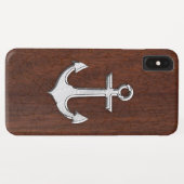 Wet Nautical Mahogany Anchor Steel Case-Mate iPhone Hülle (Rückseite (Horizontal))