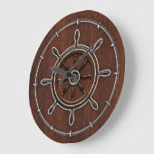 Wet Nautical Mahogany Nautical Wheel Große Wanduhr (Winkel)