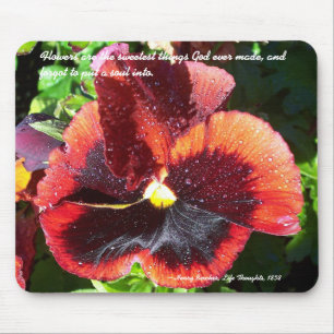 Wet Pansy mit Henry Beecher Zitat Mousepad