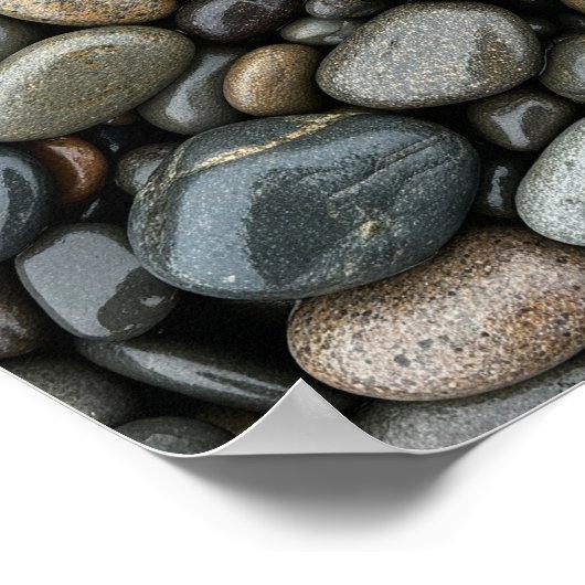 Wet River Pebbles Poster (Ecke)
