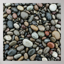 Wet River Pebbles Poster