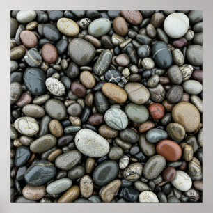 Wet River Pebbles Poster