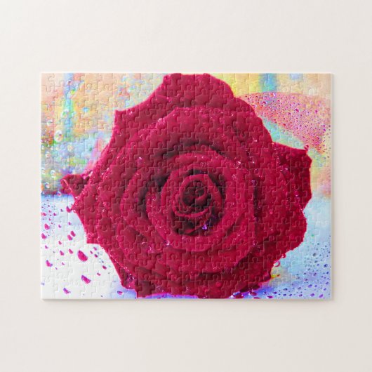 WET ROSE 11x14 INCH Puzzle (Horizontal)