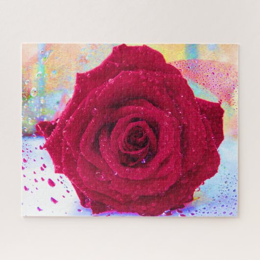 WET ROSE 16x20 INCH Puzzle (Horizontal)