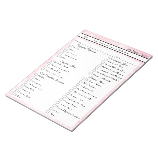 Wettbewerb Packliste Pink Marble Custom Notizblock (angewinkelt)