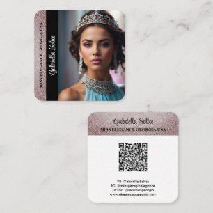 Wettbewerbs-Foto-Aufrufkarte Glam Glitter QR-Code Quadratische Visitenkarte
