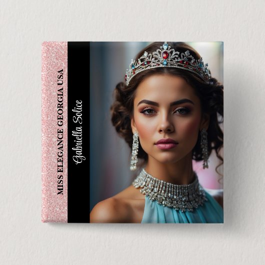 Wettbewerbsfoto-Button-Anstecknadel Roségold Glitt Button (Vorderseite)