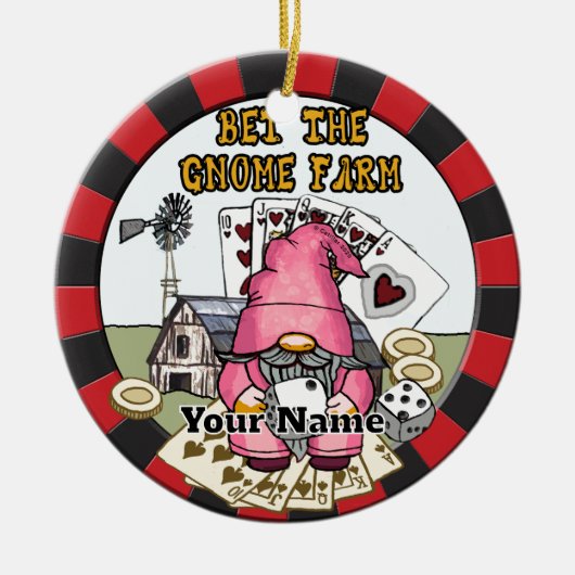 Wette auf den Bauernzwerg Keramik Ornament (Vorne)